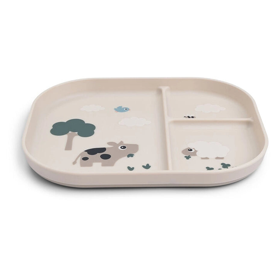 Done By Deer Foodie Compartment Plate Tiny Farm (Sand)