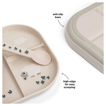 Done By Deer Foodie Compartment Plate Tiny Farm (Sand)