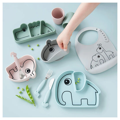 Done By Deer Silicone Stick & Stay Plate Elphee (Blue)