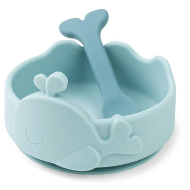 Done By Deer Silicone Stick & Stay Bowl & Baby Spoon Wally (Blue)