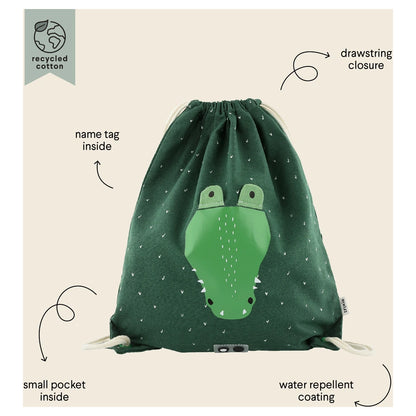 Trixie Kids Drawstring Bag 15.7 Inch / 40 cm (Mr Crocodile)