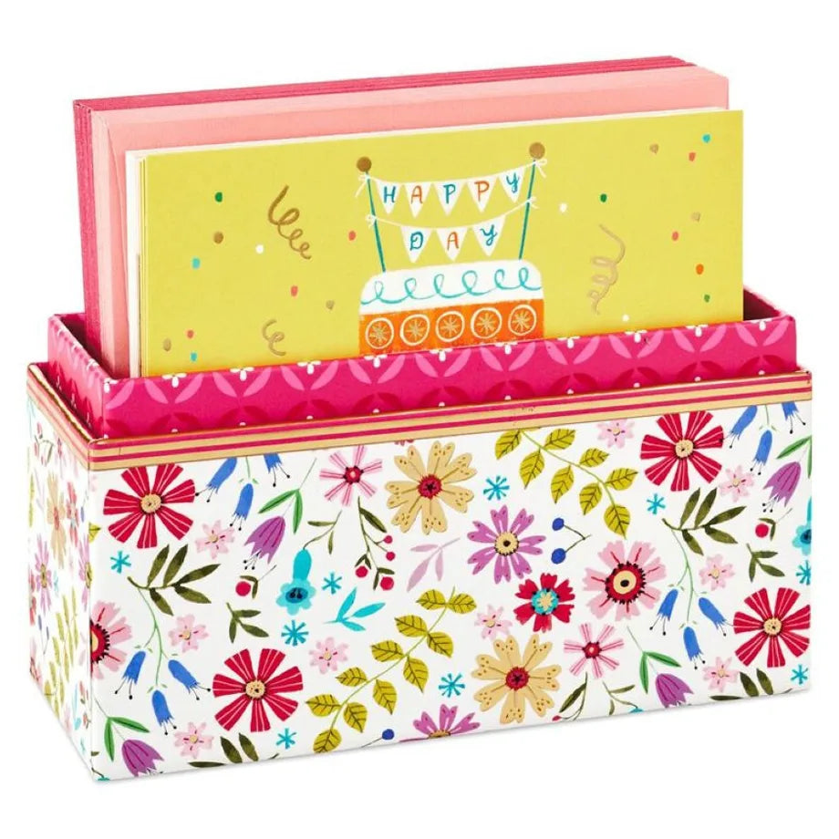 Hallmark Whimsical Designs Assorted Note Cards with Caddy (Pack of 30)