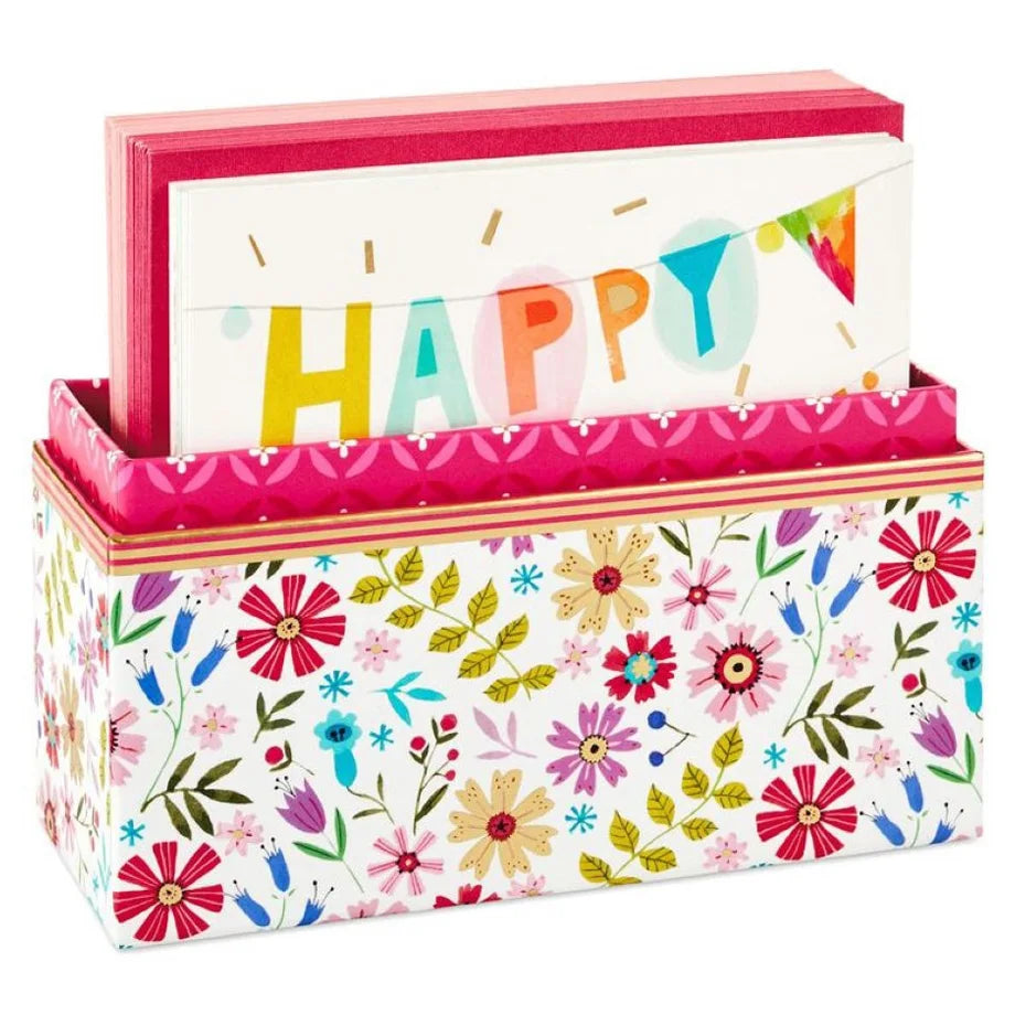 Hallmark Whimsical Designs Assorted Note Cards with Caddy (Pack of 30)