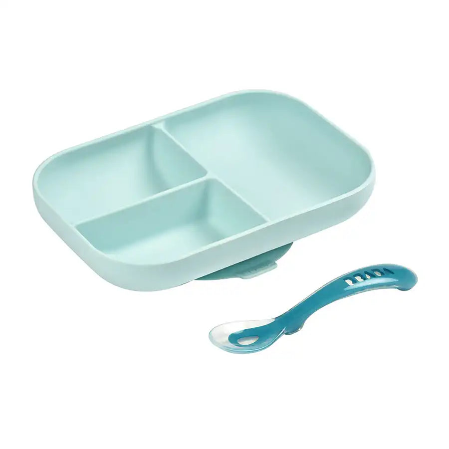 Beaba Silicone Suction Divided Plate (Blue)