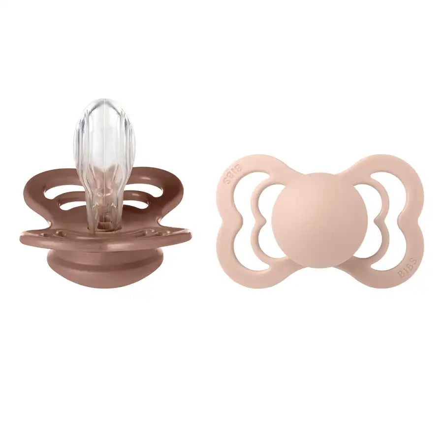 Bibs Supreme S2 Silicone Pacifier - Pack of 2 (Woodchuck/Blush)
