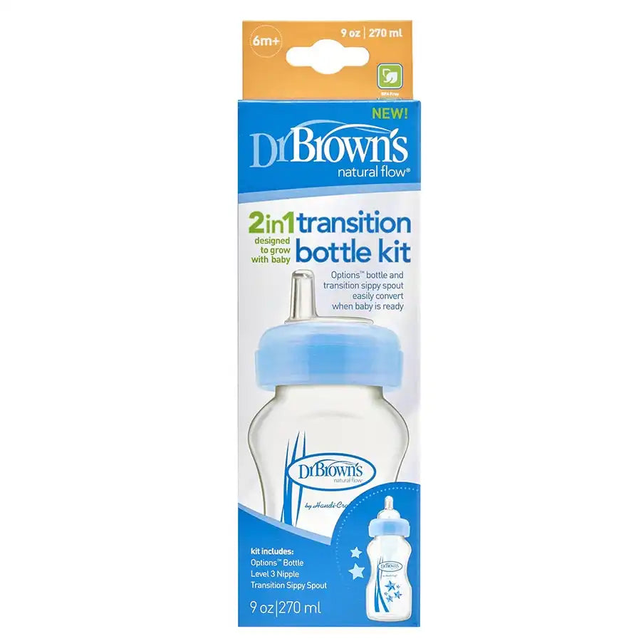 Dr. Brown's PP Wide-Neck Options Transition Bottle w/ Sippy Spout 270ml (Blue)