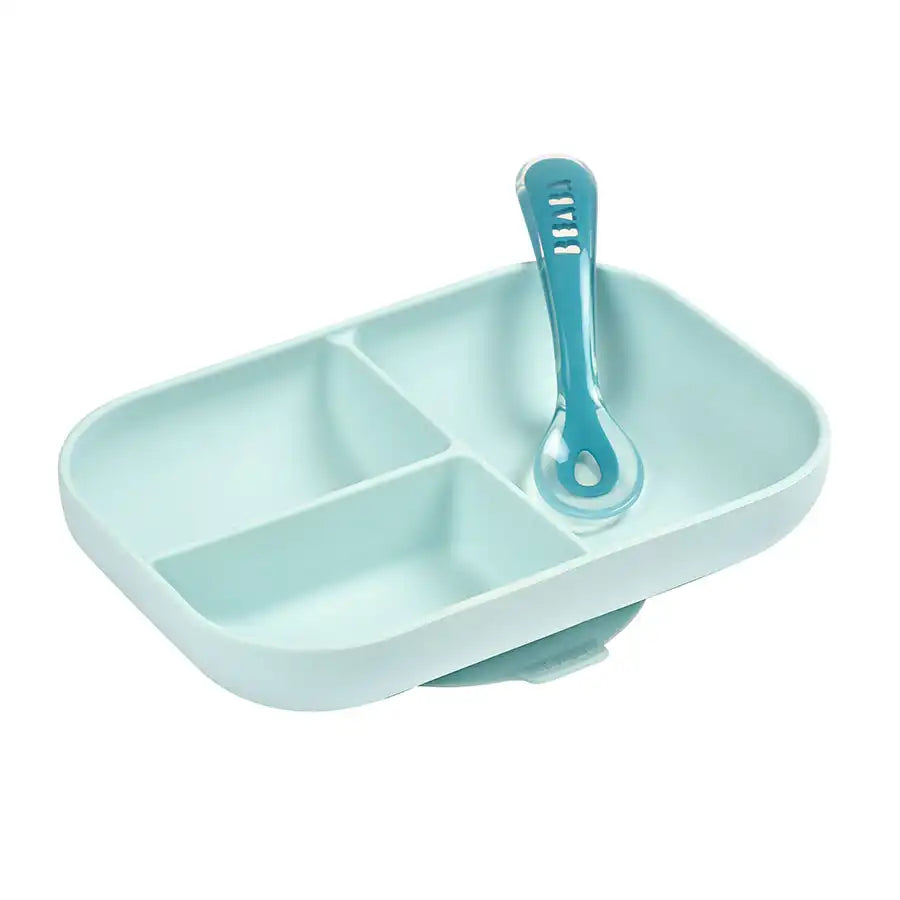 Beaba Silicone Suction Divided Plate (Blue) Beaba Silicone Suction Divided Plate (Blue)