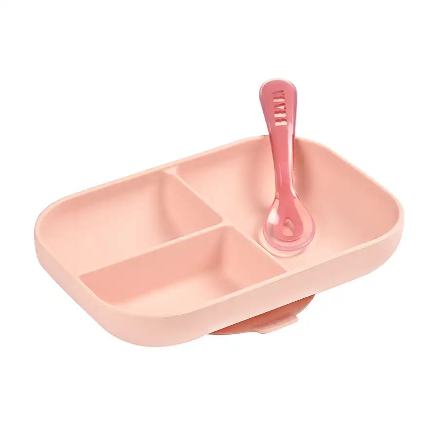 Beaba Silicone Suction Divided Plate (Pink)