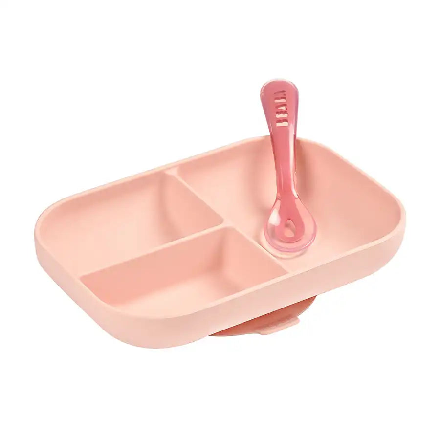 Beaba Silicone Suction Divided Plate (Pink) Beaba Silicone Suction Divided Plate (Pink)
