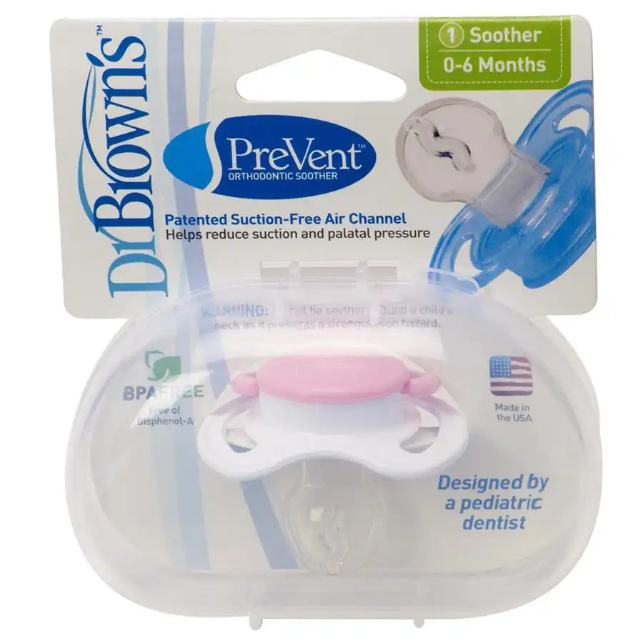 Dr Brown's PreVent Pacifer With Handle (Pink)
