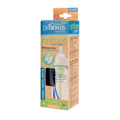 Dr. Brown’s Natural Flow Anti-Colic Options+ Wide-Neck Glass Baby Bottle 270ml