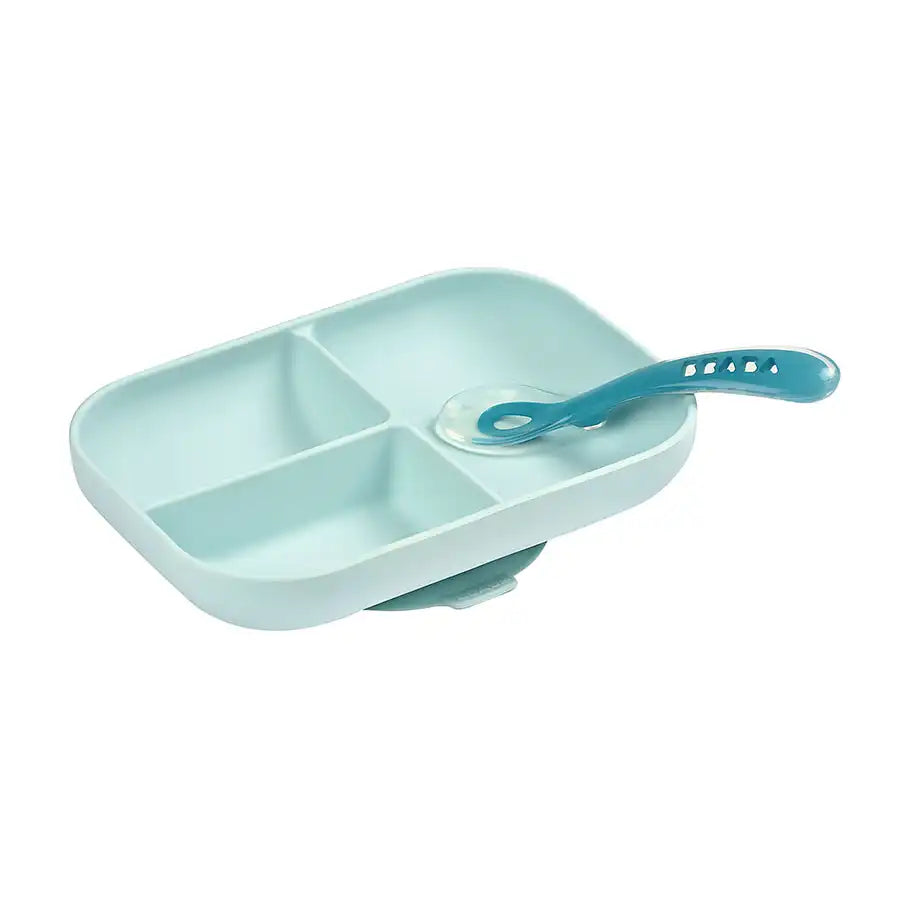 Beaba Silicone Suction Divided Plate (Blue)