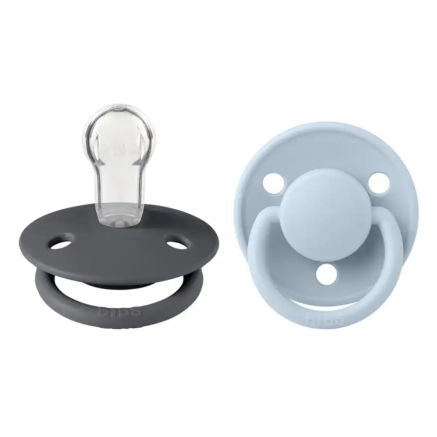 Bibs De Lux Onesize Silicone Pacifier - Pack of 2 (Iron/Baby Blue)