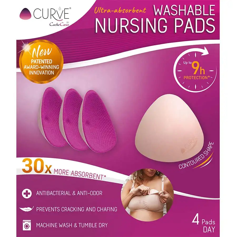 Curve Essential Plus 4 Washable Nursing Pads Day (Fuchsia)