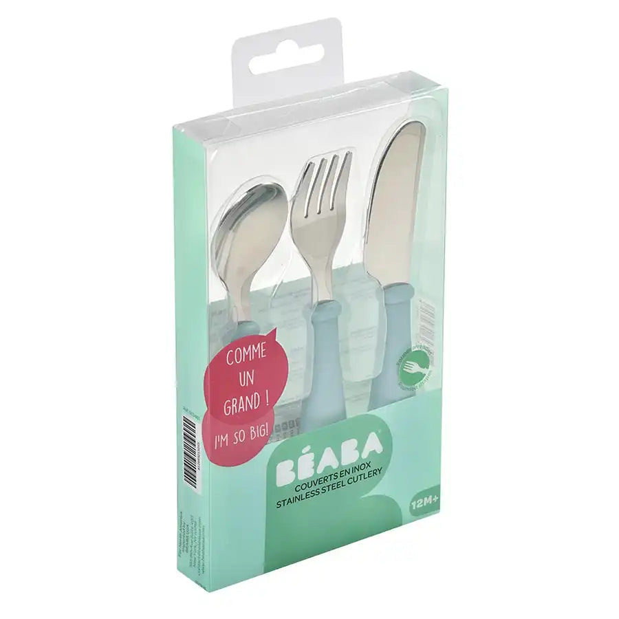 Beaba Stainless Steel Training Cutlery (Airy Green)