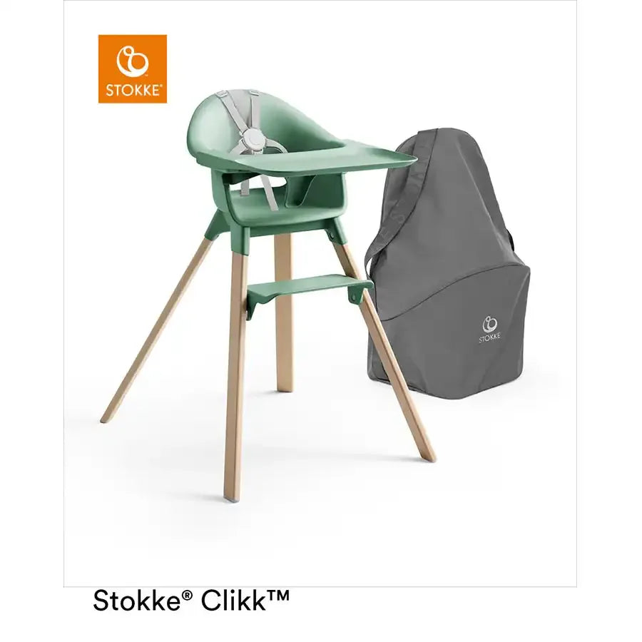 كرسي مرتفع Stokke Clikk (أخضر كلوفر) + حقيبة سفر (رمادي داكن) كرسي مرتفع Stokke Clikk (أخضر كلوفر) + حقيبة سفر (رمادي داكن)