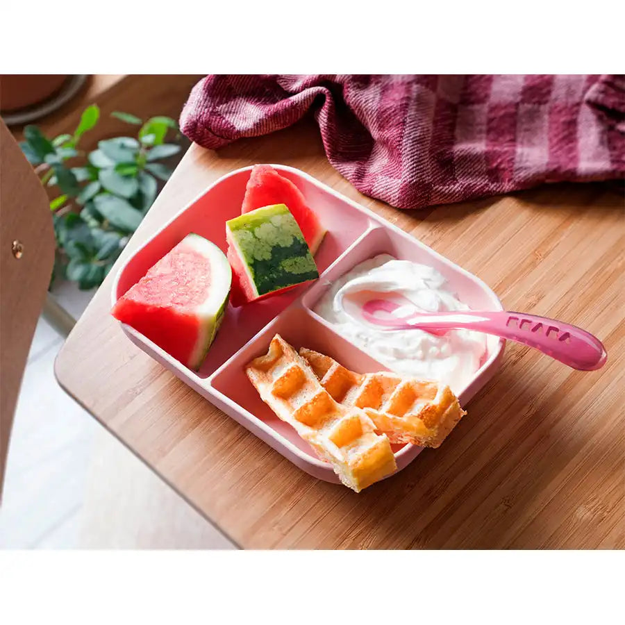 Beaba Silicone Suction Divided Plate (Pink) Beaba Silicone Suction Divided Plate (Pink)