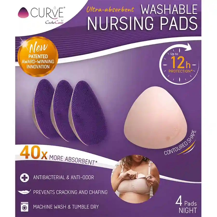 Curve Essential Plus 4 Washable Nursing Pads Night (Purple)