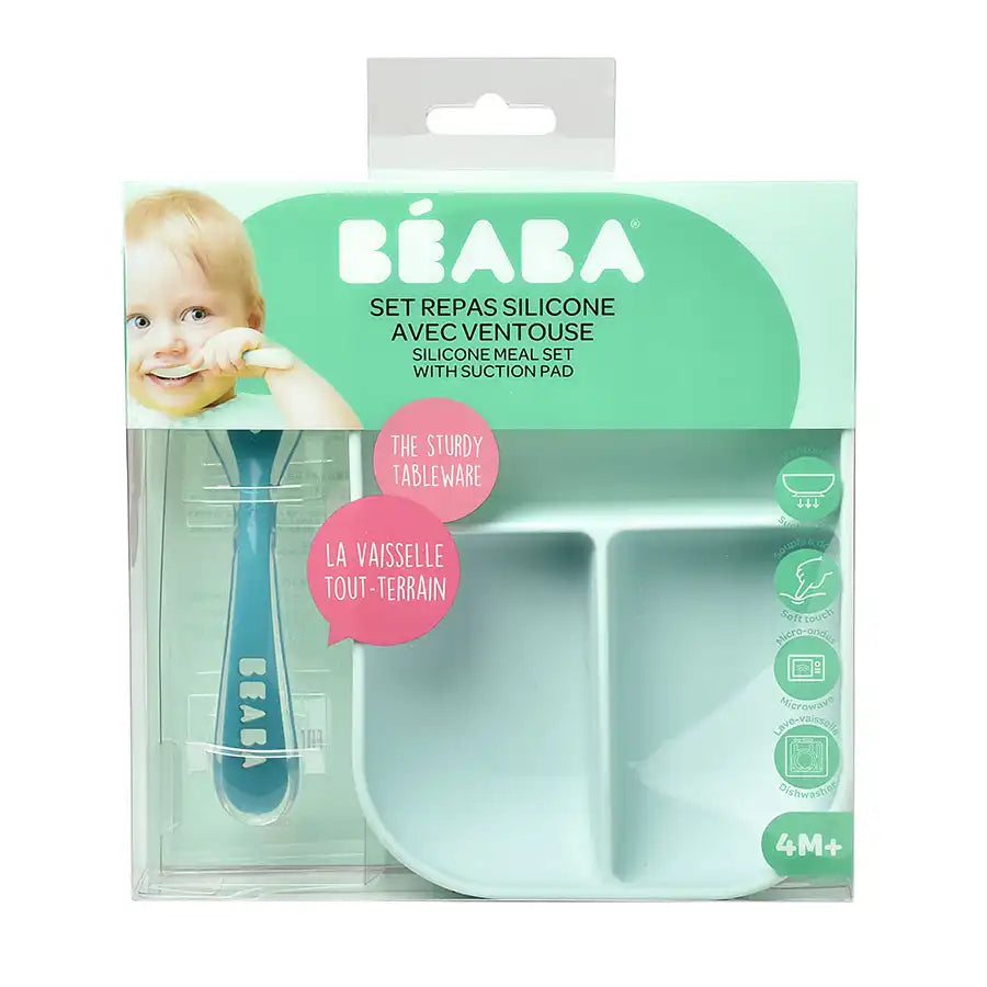 Beaba Silicone Suction Divided Plate (Blue) Beaba Silicone Suction Divided Plate (Blue)