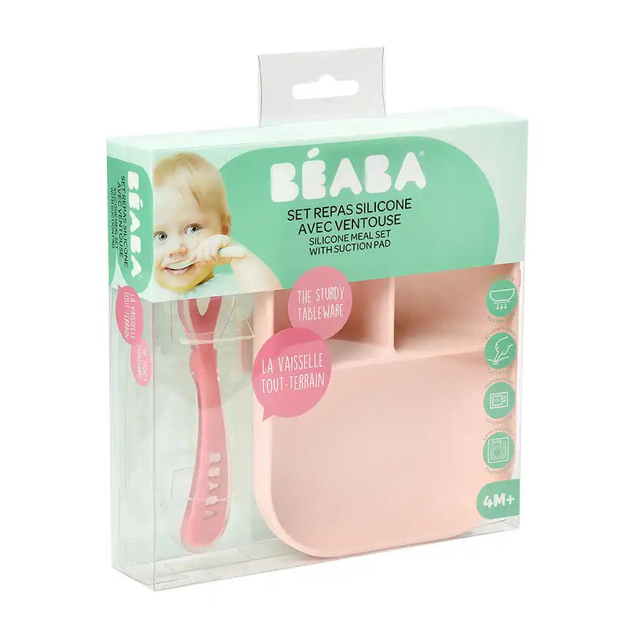 Beaba Silicone Suction Divided Plate (Pink) Beaba Silicone Suction Divided Plate (Pink)