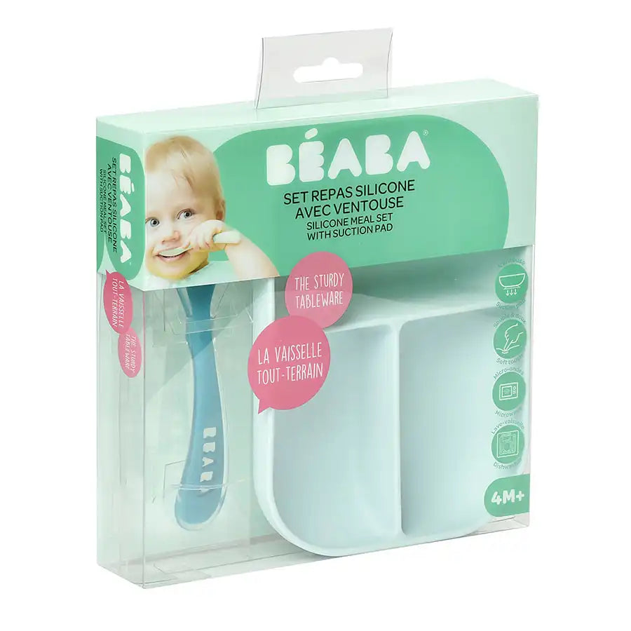 Beaba Silicone Suction Divided Plate (Blue) Beaba Silicone Suction Divided Plate (Blue)