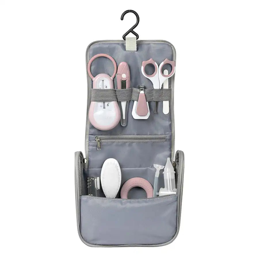 Beaba Hanging Toiletry Pouch With 9 Accessories (Old Pink)