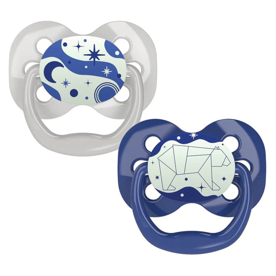 Dr. Brown's Advantage Glow in The Dark Pacifiers, Stage 1 pack of 2 (Blue)