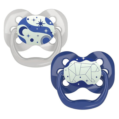 Dr. Brown's Advantage Glow in The Dark Pacifiers, Stage 1 pack of 2 (Blue)