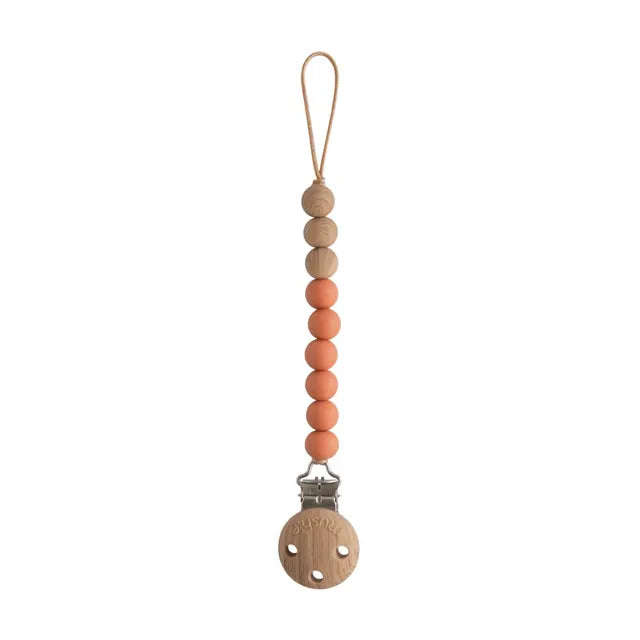 Mushie Pacifier Clips Eva (Clementine)