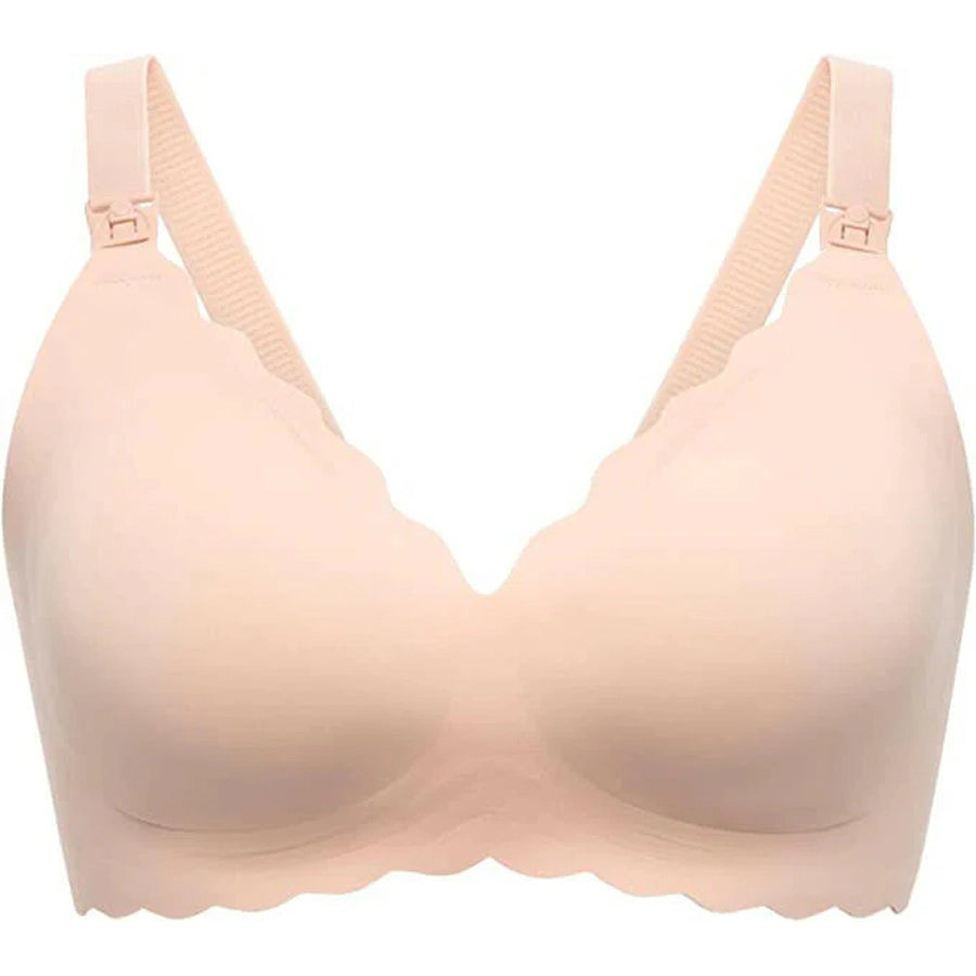 Momcozy Seamless Support Floral Nursing Bra-Small (Beige)