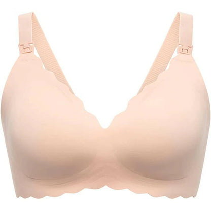 Momcozy Seamless Support Floral Nursing Bra-Small (Beige)