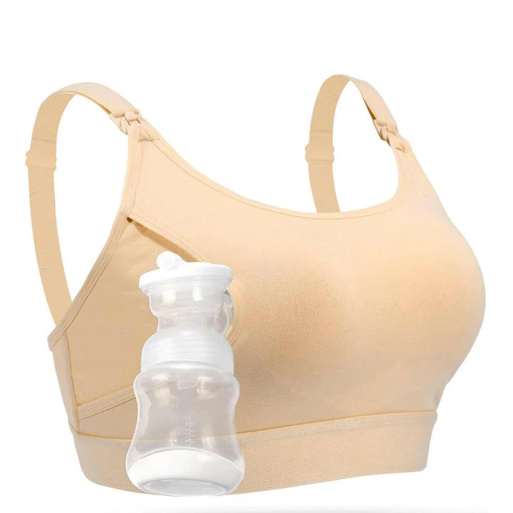Momcozy Hands-Free Pumping Bra-Small (Beige)
