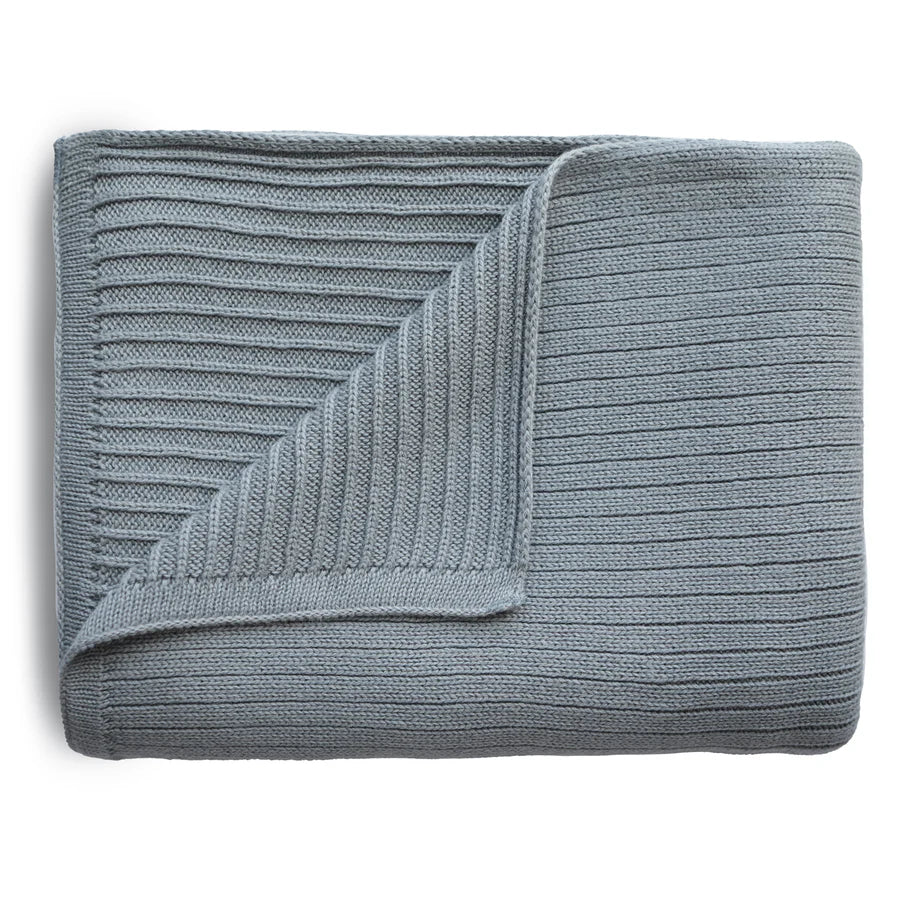 Mushie Knitted Baby Blanket (Ribbed Smoke)