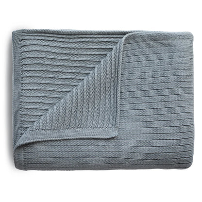 Mushie Knitted Baby Blanket (Ribbed Smoke)