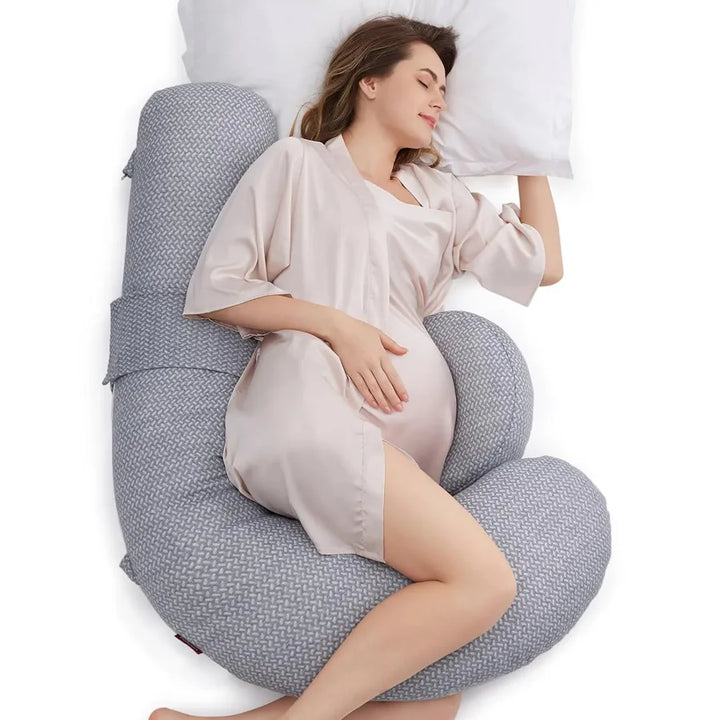Momcozy F Shape Pregenent Pillow with Air Layer Cover