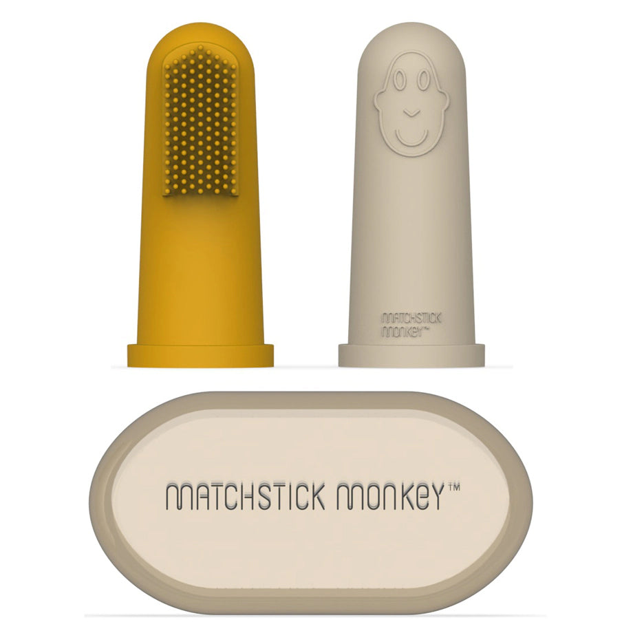 Matchstick Monkey Finger Toothbrush With Case Pack Of 2 Lion/Giraffe