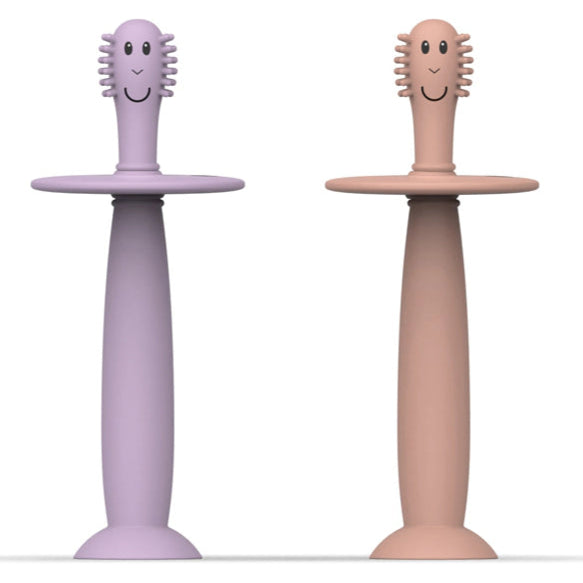 Matchstick Monkey Training Toothbrush With Stopper (Dusty Pink and Lilac)
