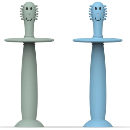 Matchstick Monkey Training Toothbrush With Stopper (Mint Green and Light Blue)