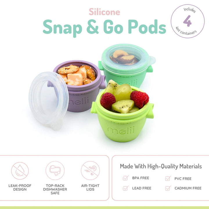 Melii Silicone Snap & Go Pads Food Storage Container 4 Oz (4 Pcs)