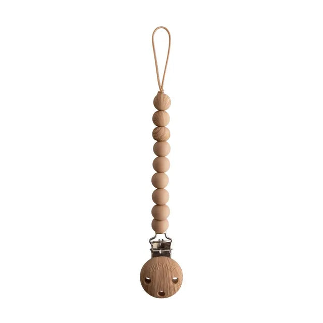 Mushie Pacifier Clips Eva (Pale Taupe)