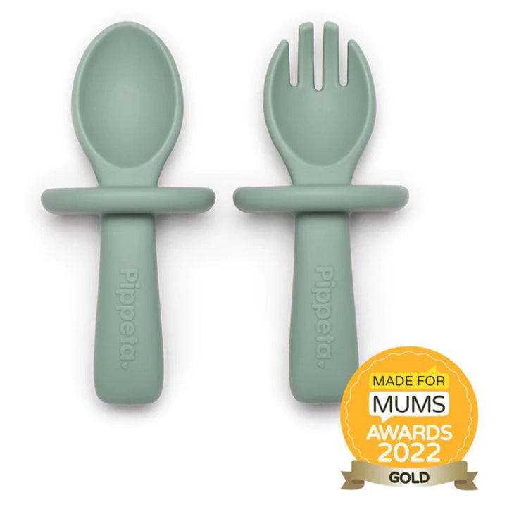 Pippeta Silicone Spoon & Fork (Meadow Green)