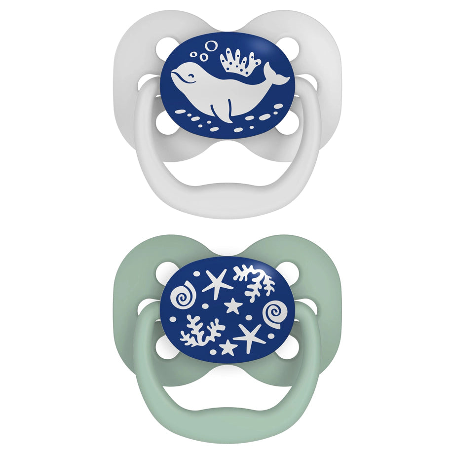 Dr. Brown's Advantage Glow in The Dark Pacifiers, Stage 1 pack of 2 (Blue)