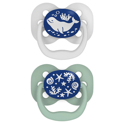 Dr. Brown's Advantage Glow in The Dark Pacifiers, Stage 1 pack of 2 (Blue)