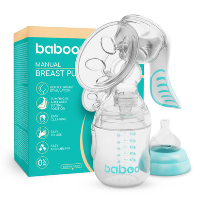 Baboo Manual Breast Pump with 4-Level Suction & 130ml Feeding Bottle Set