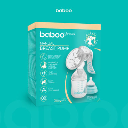 Baboo Manual Breast Pump with 4-Level Suction & 130ml Feeding Bottle Set