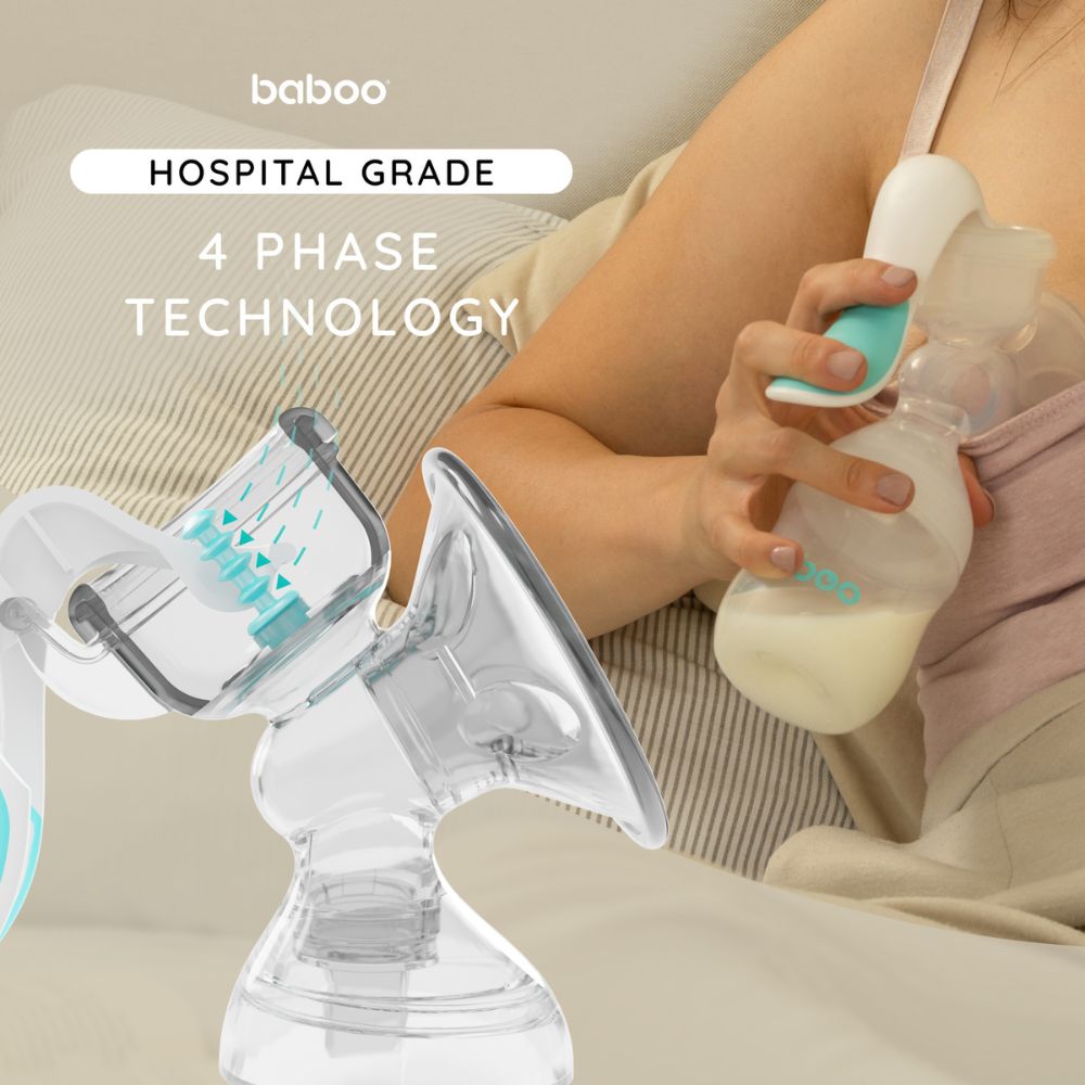 Baboo Manual Breast Pump with 4-Level Suction & 130ml Feeding Bottle Set