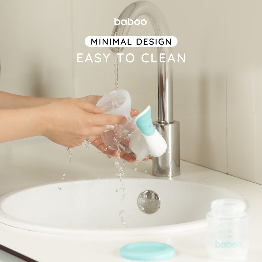 Baboo Manual Breast Pump with 4-Level Suction & 130ml Feeding Bottle Set