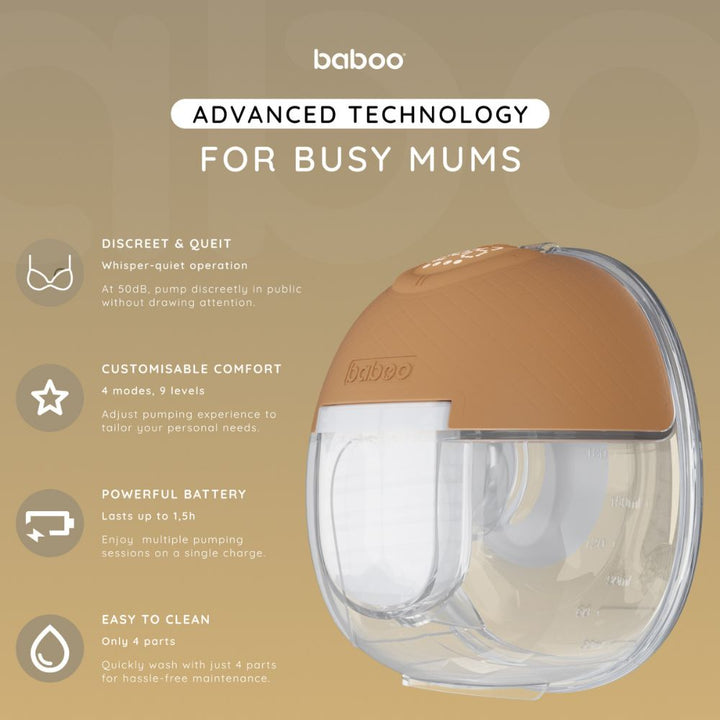 Baboo Single Electric Wearable Breast Pump 180ml (Cacao)