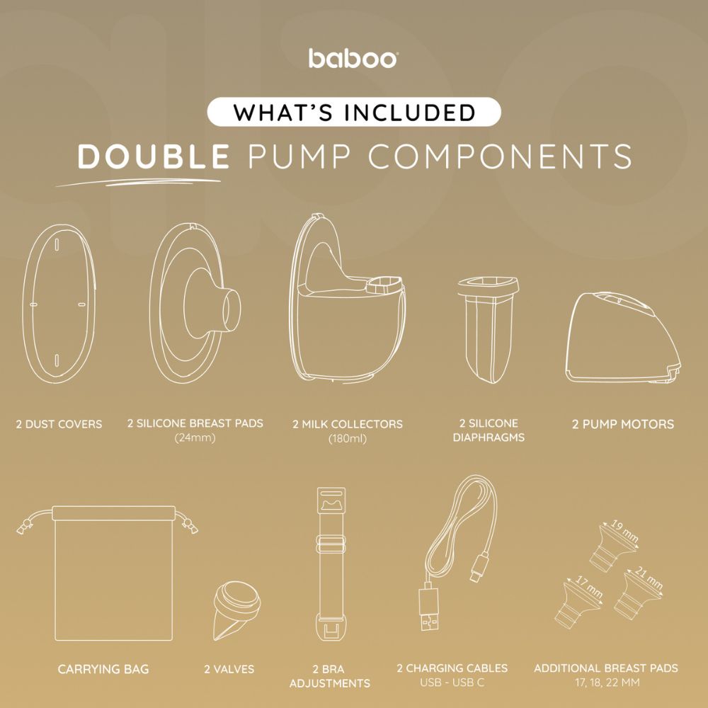 Baboo Double Wearable Electric Breast Pump Hands-Free (Cacao)
