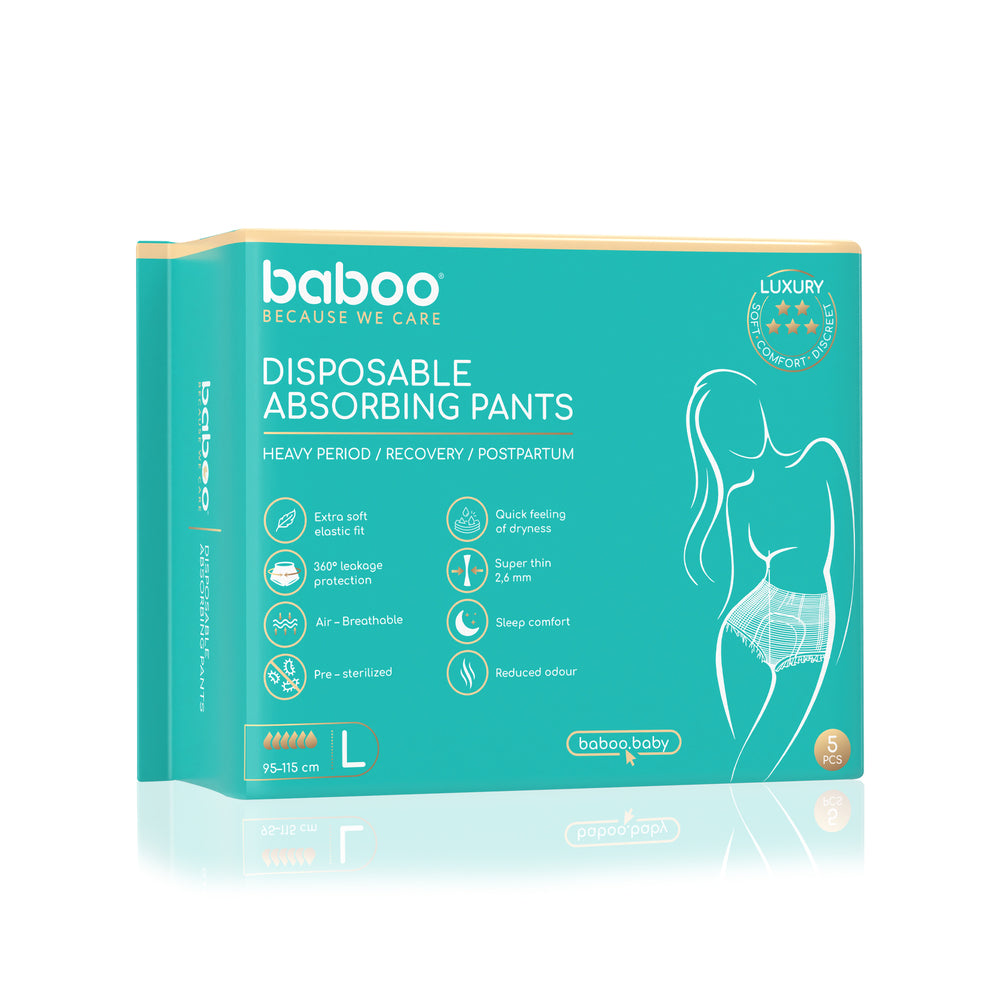 Baboo Disposable Postpartum Absorbant Pads Large (5pcs)